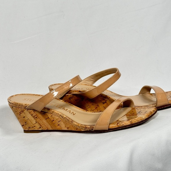 Stuart Weitzman wedge sandals patent cork nude size 7 - Picture 3 of 12